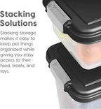 IRIS USA Dog Food Storage Container 30 lb + 11lb Airtight Combo, Stackable Pet Food Storage Bin with Wheels for Cat Dog Food, BPA Free, Made in USA, Black | Stackable Pet Food Plastic Storage Bins with Wheels for Cat and Dog Food, Made in USA