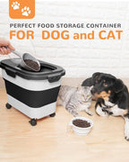 20-23 Lbs Dog Food Storage Container Airtight,Collapsible Pet Food Storage | Dog Food Container with Double Airtight Seal & Magnetic Lid,Cat Food Container with Wheels for Easy Moving,Small Jar,Scoop