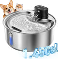 Stainless Steel Cat Water Fountain, 186fl.oz/1.45Gal Cordless Dog Fountain | Wireless Pet Fountain; 5000mAh Battery; Indoor; Triple Water Modes; 25 dB Ultra-Quiet