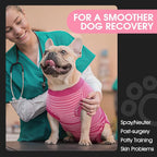 FUAMEY Recovery Suit for Dogs After Surgery,Soft Breathable Dog Bodysuit | E-Collar & Cone Alternative Surgical Suit,Male Female Dog Neuter Spay Suits Anti Licking Wounds Onesie Rose Stripes S
