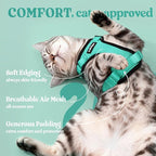 rabbitgoo Cat Harness and Leash Set, Escape Proof Vest, Emerald | Soft Breathable Mesh, Easy Adjustable Fit, Snap Buckles, Sturdy Clip, Reflective Strips, for Medium to Large Cats Walks, M