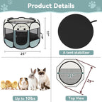 Siedihit Dog Cat Playpen, Puppy Pet Playpen Indoor for Small Dog Crate Tent Cage Outdoor, Portable Pop Up Dogs Enclosure Kennel with Carrying Case for Dogs/Cats/Rabbits(Grey, Small