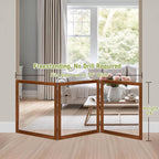 LZRS Clear Dog Gate for Indoor Use - Transparent Pet Fence with Solid Hardwood and Plastic Board, Stylish & Durable freestanding Pet Gate for Doorways, Stairs and Hallways-3 Panel Cherry