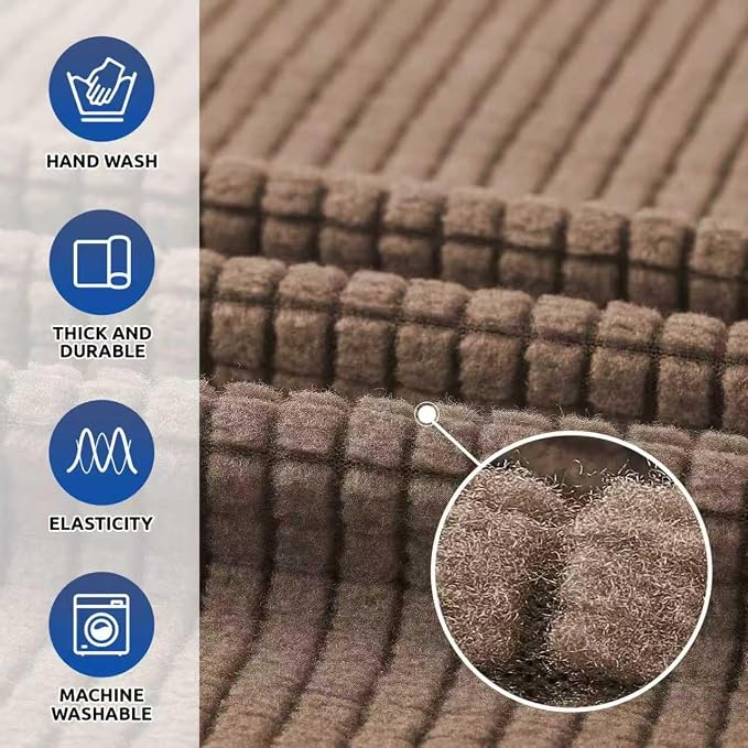 Stretch Couch Covers for Sofa, 3 Cushion Couch Slipcover,Camel | 1-Piece Washable Sofa Cover Pet Friendly(78"-94") Furniture Protector Soft Jacquard, Elastic Bottom for Dogs & Kids