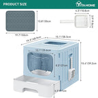 YITAHOME Large Enclosed Cat Litter Box w/Mat Scoop Blue Litter Box with Lid | Anti-Splash Kitty Litter Box with Lid & Pull-out Tray for Odor Control & Easy Cleaning, Front Entry Top Exit, Quick Assembly