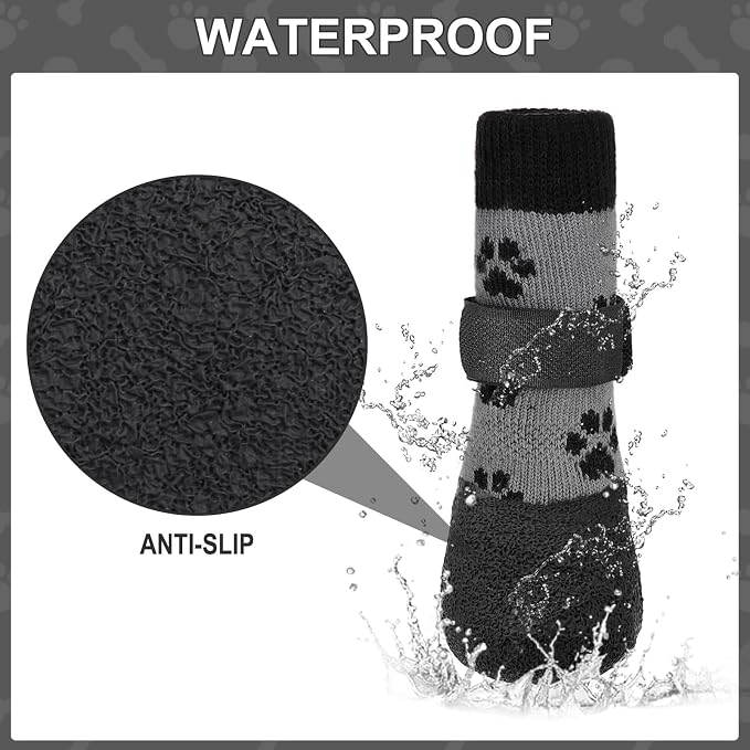 KOOLTAIL Anti Slip Dog Socks for Hot/Cold Pavement to Prevent Licking Paws,Booties for Hardwood Floors,Traction Rain Dog Boots&Paw Protectors Shoes with Grip for Small Medium Large Senior Dogs