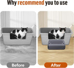 Cat Step for Litter Box, Litter Box Ramp with Filter Function, Dark Grey | Cat Litter Box Step for Kitten & Elderly Cats, Washable Double Layer Litter Catcher, Non-Slip Litter Catcher, Easy to Clean