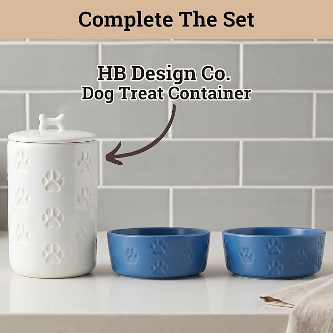 Ceramic Dog Bowl Set of 2 with Anti-Skid Base, 5.5"W x 2"H, 2 Cup Capacity | Thick Ceramic, Dishwasher Safe, Anti-Skid Rubber Base, 2 Cups per Bowl, Ceramic Food and Water Bowls Set of 2 for Small Dogs
