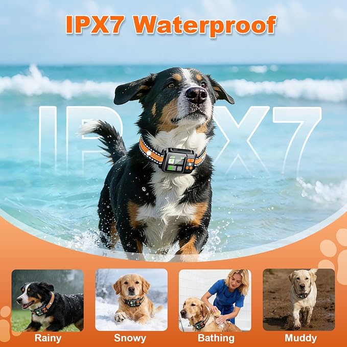 GPS Wireless Dog Fence System, Electric Dog Fence Using GPS Electric Satellite Technology, IPX7 Waterproof Rechargeable Design, GPS Dog Collar Has 2 Modes Circular and Free-Form Fence