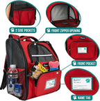 PetAmi Dog Backpack Carrier for Small Medium Dogs Large Cats up to 18 lbs, 2 Side Entry, Structured No-Collapse Frame, Airline Approved Ventilated Pet Backpack for Hiking Camping Travel Vet, Red