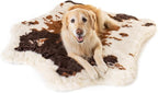 PupRug Orthopedic Dog Bed for Large Dogs with Fluffy Soft Faux Fur and Memory Foam for Joint Support, Machine Washable and Waterproof Couch Bed, Brown and White, Large/Extra Large