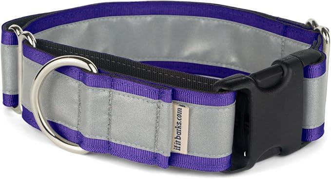 If It Barks - 1.5" Reflective Martingale Collar with Quick Snap Buckle for Dogs - Adjustable - Made in USA - Strong, Durable, and Comfy - Ideal for Training - Fits Most Breeds - Small, Purple
