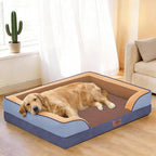 Comfort Expression Orthopedic Dog Bed for Extra Large Dogs with Bolster | Waterproof Dog Couch Bed with Washable Cover & Non-Slip Bottom, Supportive Egg Crate Foam XL Pet Bed, 42x30 Inch