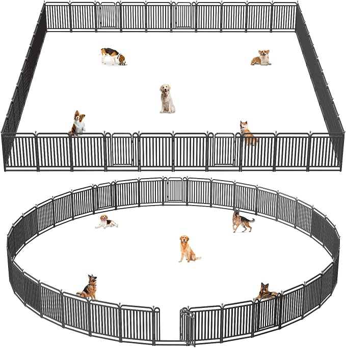 32 Inch Dog Playpen Outdoor, 40 Panels Puppy Playpen Heavy Duty Dog Play Pen Indoors, Rust Resistant Dog Pen for Large/Medium/Small Dogs, Dog Fence for RV Camping