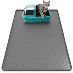 Cat Litter Mat, 34" x 22" Silicone Cat Mat for Litter Box, Silicone Cat Litter Box Mat for Scatter Control, Easy Clean, Waterproof and Non-Slip(Grey)