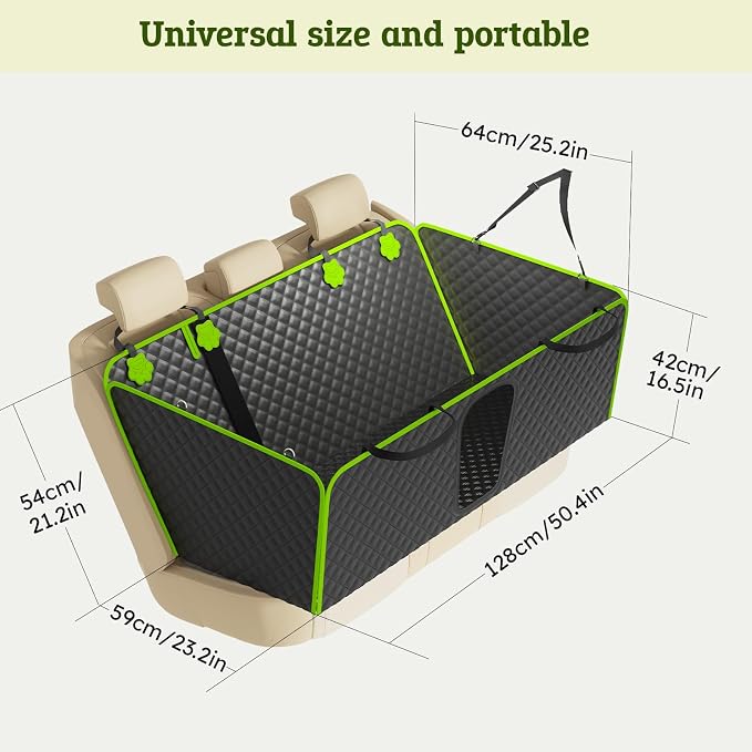 2-in-1 Dog Car Seat Cover for Back Seat, Transform to Passenger Mode - Dog Car Seat, Waterproof, Scratch-resistant, Support to 330lbs, for Outdoor Activities, Travel, to the Vet, for Cars/SUV/Truck