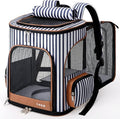 Lekereise Pet Carrier Backpack Expandable Cat Backpack Carrier for Small Dogs Large Cats Puppies, Dog Backpack Carrier for Hiking Travel Outdoor Hold Pets Up to 20 25 Lbs, Striped