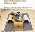Cat Tunnel Mat for Indoor,4-Way Felt Cats Play Mat Cat Cave for Hide & Seek | Furphoria 39.4" Large Cat Activity Play Mat with 6 Pcs Toys Set Interactive Cat Enrichment for Kitten Tunnel (Grey)