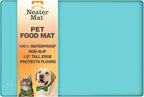 Neater Pet Brands Neater Mat Pet Mats for Food and Water, Cat & Dog Bowl Mat Waterproof Silicone, Feeding Tray, Dog Food Mats for Floors, Placemat w/Raised Edge for Under Bowls, 19” x 12”, Aquamarine
