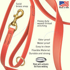 Viper Biothane K9 Working Dog Leash Waterproof Lead for Tracking Training Schutzhund Odor-Proof Long Line with Solid Brass Snap for Puppy Medium and Large Dogs 4ft, Coral