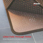 iPrimio Cat Litter Trapper Mat, Waterproof, Double Layer, 30" x 23", Brown | Double layer honeycomb traps scattered litter while the waterproof base blocks urine. Soft on paws and empties in one pour.