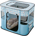 XRG Foldable Pet Playpen,Indoor Cat cage Puppy Crates M(31.5"x23.6"x21.7") | Portable Cat Kennel with Upgrade Breathable Mesh，Sturdy Kitten Playpen Indoor & Outdoor for Rabbit or Small Animals，Bule