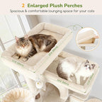 Globlazer Extra Large Cat Tree Tower 80in XXL Tall Cat Tree for Multiple Indoor Cats Large Adult Kittens with Scratching Posts, 2 Widened Perches, Adjustable Baskets, 2 Cozy Cat Condos, S80G, Beige