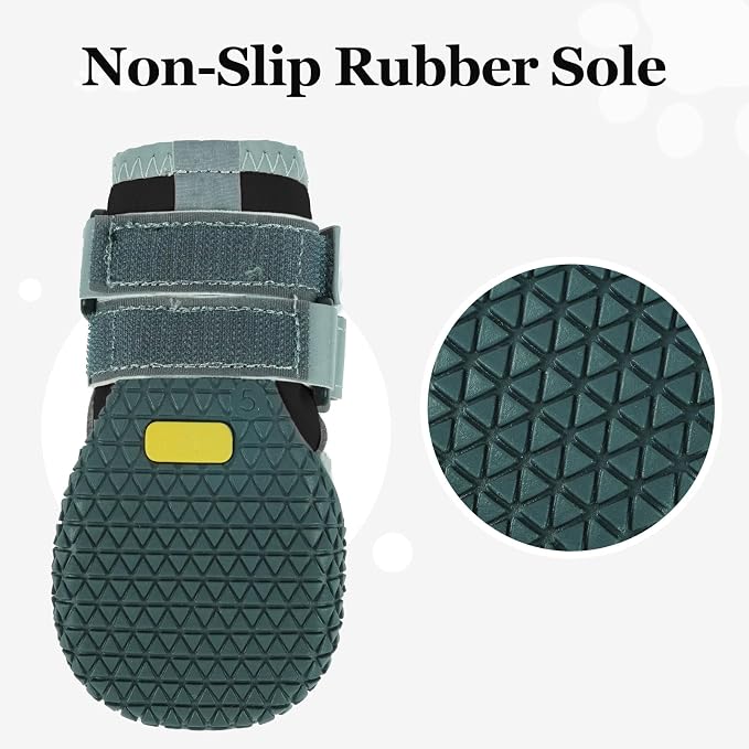 Allroaring 4PCS Anti-Slip Dog Boots,Dog Shoes for Hot Pavement Black-6 | Non-Slip Rubber Sole, Durable Reflective Straps, Paw Protector for Snow & Hot Pavement, for Medium Large Dogs – Pink/Black