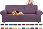 Stretch Couch Covers for Sofa, 3 Cushion Couch Slipcover,Dark Purple | 1-Piece Washable Sofa Cover Pet Friendly(78"-94") Furniture Protector Soft Jacquard, Elastic Bottom for Dogs & Kids