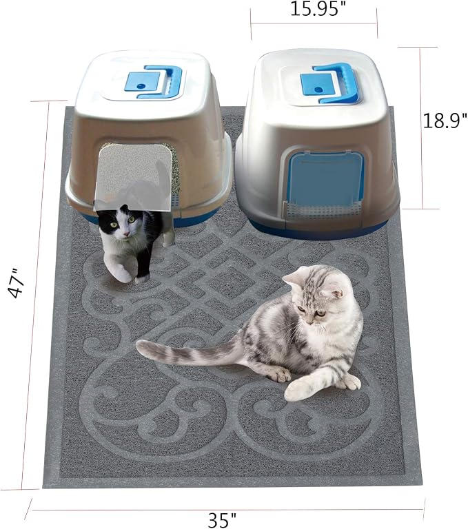 PetLike Cat Litter Box Mat, Thick Kitty Litter Trapping Mat, Durable,Waterproof &Washable with Non-Slip Backing, Soft on Kitty Paws and Easy to Clean, BPA Free