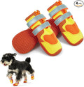 FUAMEY Dog Shoes for Medium Dogs Rubber Sole, Waterproof Dog Boots | Reflective strips, paw protection, hot pavement, winter snow, muddy trails, everyday hiking, 4 PCs