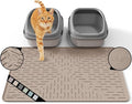 Large Cat Litter Mat, 31.5x23.6 Silicone Trapping Mat Beige | for Kitty Litter Box, Easy Clean, BPA Free Rubber, Center Litter Collection, Easy Pour-Back, Waterproof, Odor-Resistant