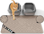 Large Cat Litter Mat, 31.5x23.6 Silicone Trapping Mat Beige | for Kitty Litter Box, Easy Clean, BPA Free Rubber, Center Litter Collection, Easy Pour-Back, Waterproof, Odor-Resistant