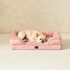 EHEYCIGA Orthopedic Dog Bed Medium Size Dog, Waterproof Washable Pet Beds | Non-Slip Bottom and Egg-Crate Memory Foam Dog Couch Bed with Washable Removable Cover, Dusty Pink