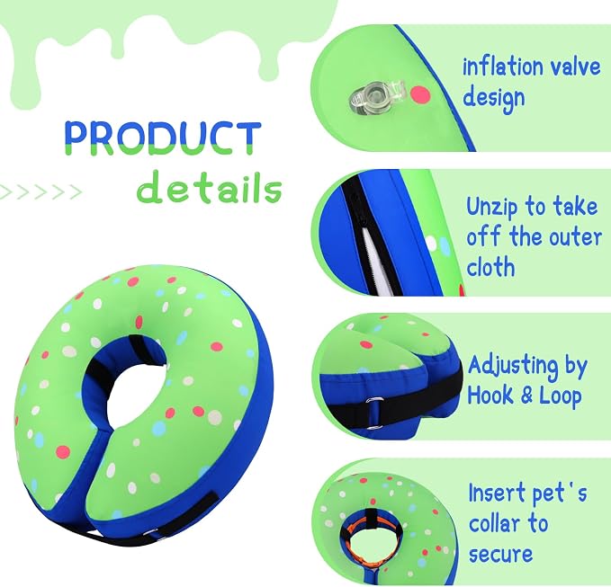 Supet Inflatable Dog Cone Collar Alternative After Surgery, Dog Neck Donut Collar Recovery E Collar for Neuter, Soft Dog Cone for Small Medium Large Dogs