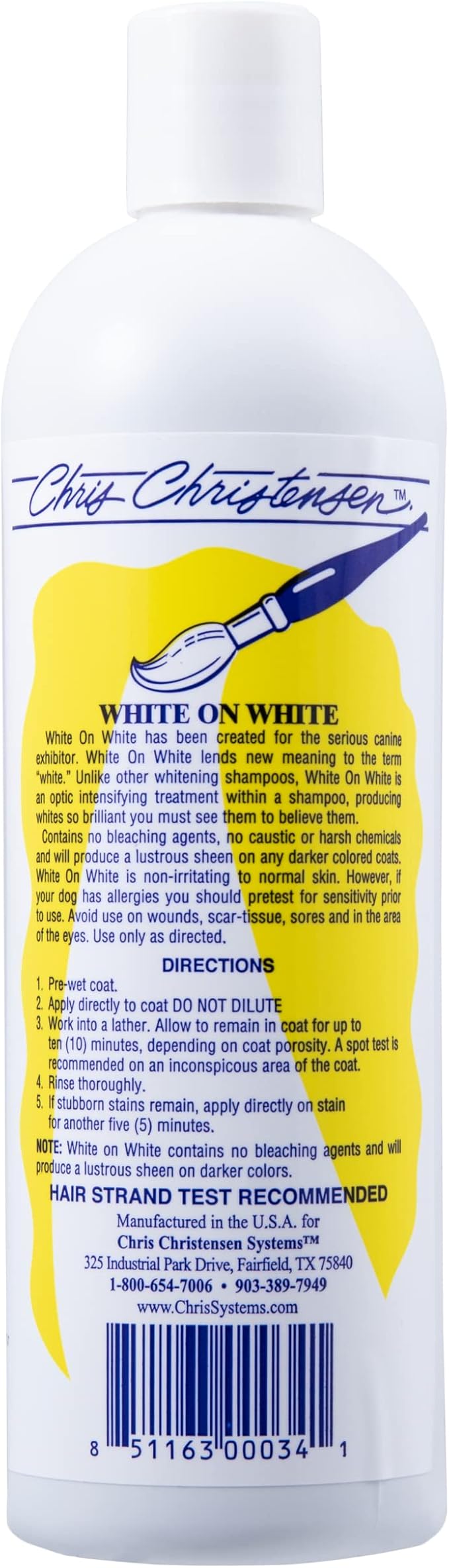 Chris Christensen White on White Whitening Treatment Dog Shampoo (16OZ)