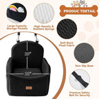 Dog Car Seat for Medium/Small Dogs, Dog Booster Car Seat, Pet Booster Seats Up to 40lbs with Waterproof Layer, 3 Storage Pockets and Safety Belt (Black)