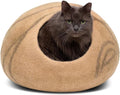 MEOWFIA Cat Cave – Premium Felt Cat Bed Enclosure for Indoor Cats, Handmade Merino Wool (Beige, Large)