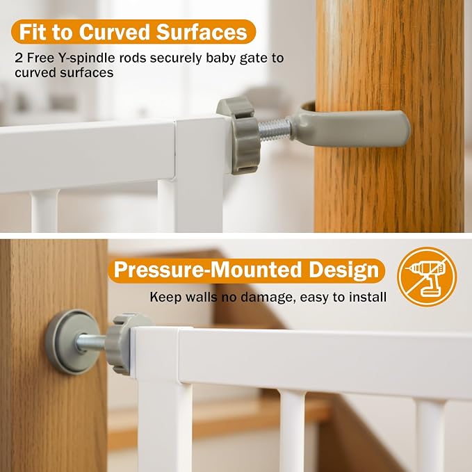 Mumeasy 29.7-43" Baby Gate, Adjustable Safety Gate for Stairs & Doorways | No drill installation, auto close door, one hand operation, adjustable width, for dogs pets babies toddlers