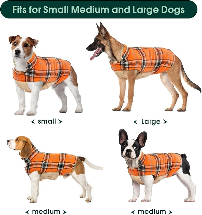 Kuoser Warm Dog Coat, Waterproof Dog Jacket for Extra Large Dogs,Orange 3XL | Adjustable Durable XXXL Doggie Winter Coat Reversible Puppy Cold Weather Apparel for Large Breed