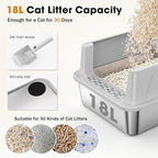 2PACK Stainless Steel Cat Litter Box with Lid, High-Sided Metal Litter Pan for Small Cats, Kitty Litter Box, Non-Stick & Odor-Resistant, Anti-Urine Leakage, Easy to Clean, Scoop Included