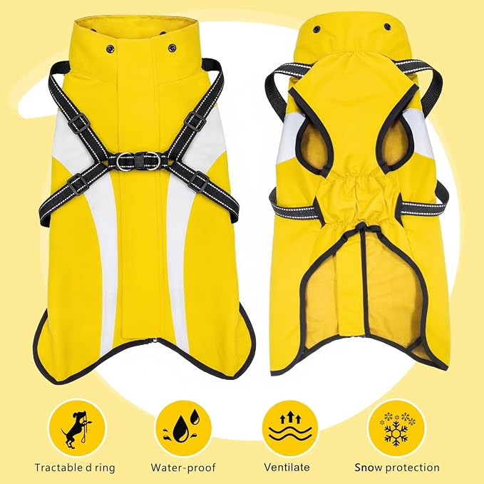 Dog Raincoat Waterproof Raincoats for Dog Reflective Dogs Rain Jackets with Hood Hoodie Pet Rain Poncho Coat for Small Medium Large Dogs Puppies S-XXL (Yellow, S)