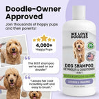 Dog Shampoo, Conditioner & Detangler, Hypoallergenic Tearless Lavender 16OZ | For Sensitive Itchy Skin, Best Shampoo For Smelly Dogs, Goldendoodle, Poodle & Doodle, Puppy Pet Wash Soap, USA Made, 4-in-1