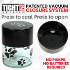 Pawvac 3 Ounce Vacuum Sealed Pet Food Storage Container; Black Cap & Clear Body/Black Paws