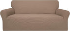 Easy-Going 100% Waterproof Couch Cover, 3 Cushion Oversized Sofa Cover | Leakproof Sofa Slipcover, Stretch Jacquard Furniture Protector Against Stain Spill from Kids, Pets, Dog, Camel