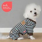 KYEESE Dog Pajamas, Warm Pets Sleepwear Pets Jumpsuit, Soft Pet Clothes Pet Onesie with 4 Legs, Lightweight Dogs PJS Dog Pajamas for Small Dogs, Blue Striped, L