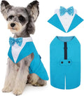 Kuoser Dog Tuxedo, Dog Suit and Bandana Set, Dogs Costume with D-Ring | Formal Dog Outfit with Detachable Bowtie Collar for Wedding, Birthday, Party, Christmas, Halloween, Lake Blue M