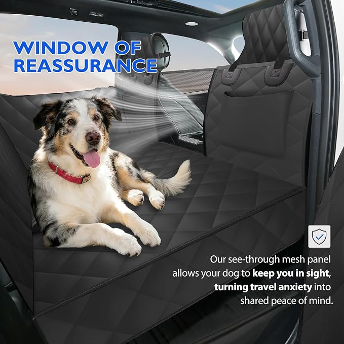 Btefd Truck Hard Bottom Dog Back Seat Extender Cover for F150, RAM 1500 | Pet Hammock for Full Size Crew Cab Trucks, Headrest Protection, Holds 420lbs, 45% More Space, Waterproof, Easy Care
