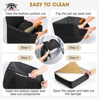 JOEJOY Dog Car Seats for Small Medium Dogs Under 35lbs, Dog Booster Seat with Detachable Washable Cover and Cushion, Memory Foam Pet Car Seat with Safety Belt and Storage Pockets (Black)