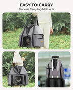 BurgeonNest Top-Expandable Cat Carrier with Semi-Open Canopy, Up to 15 lbs | Soft Sided Cat Bag Carrier for Medium Large Pet, Upgraded Small Dog Car Seat, Puppy Travel Bag for Trip Features Safety Leash